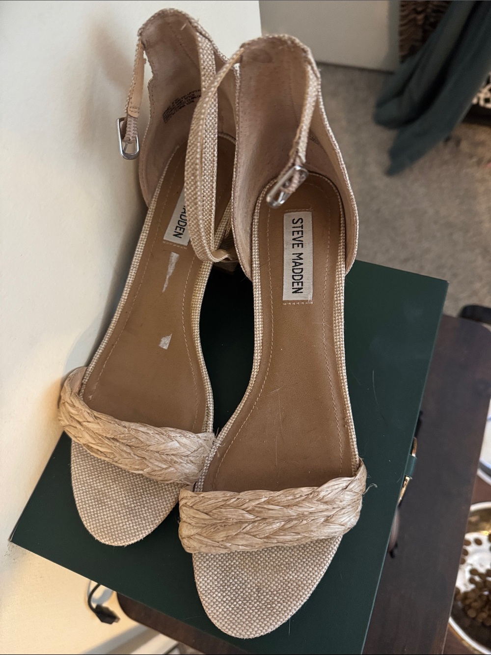 Steve Madden Neutral Braided Ankle-Strap Sandals